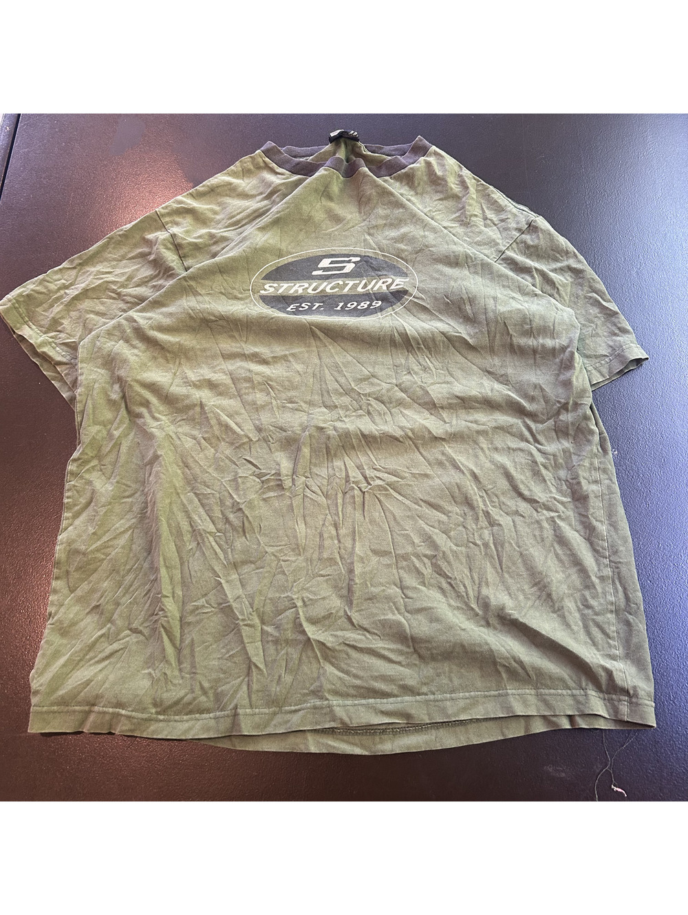 Vintage y2k skater made in usa Structure olive logo T-shirt